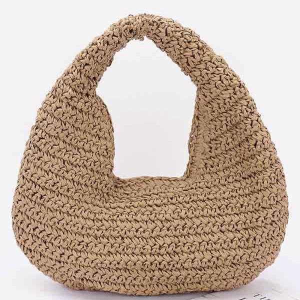 FAUX STRAW BRAIDED BINDLE BAG