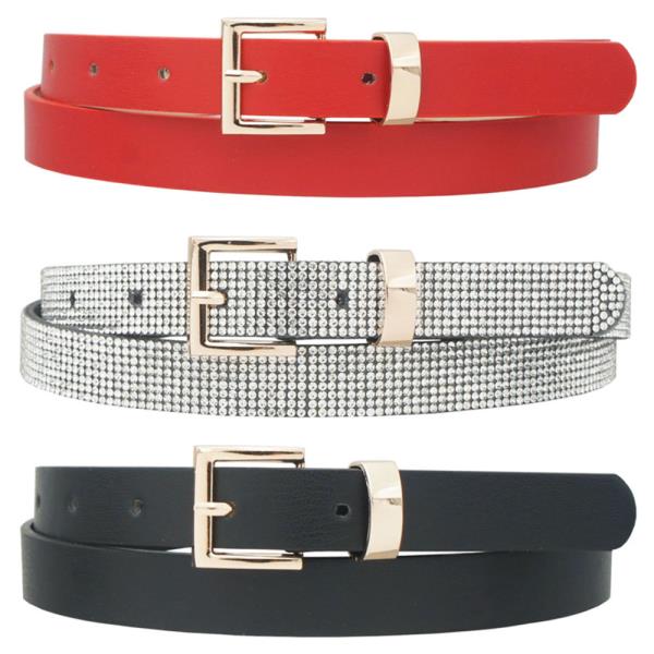 RECTANGLE BUCKLE & LOOP TRIO BELT