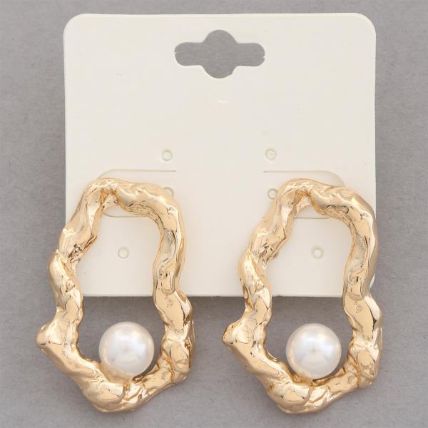 PEARL ORGANIC SHAPE METAL EARRING