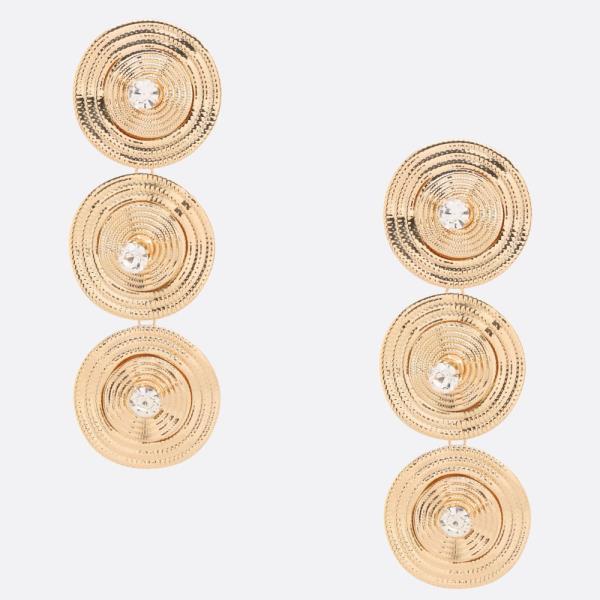 RHINESTONE ROUND DANGLE EARRING