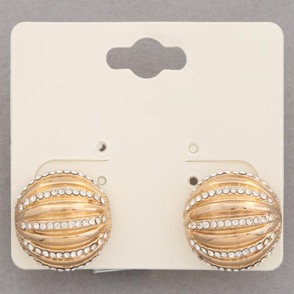 ROUND RHINESTONE METAL EARRING