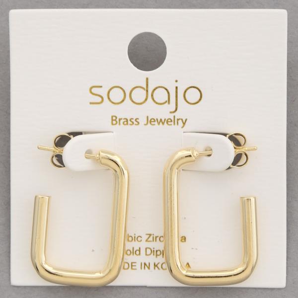 SODAJO OPEN RECTANGLE GOLD DIPPED EARRING