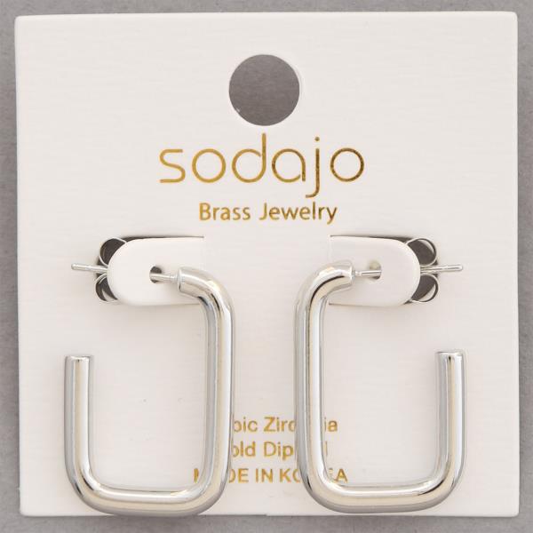 SODAJO OPEN RECTANGLE GOLD DIPPED EARRING