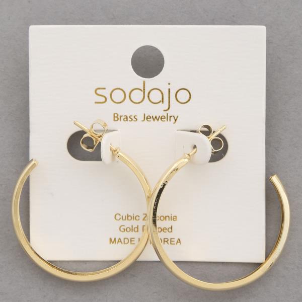 SODAJO SQUARE EDGE OPEN HOOP GOLD DIPPED EARRING