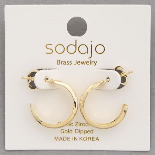 SODAJO SQUARE EDGE OPEN HOOP GOLD DIPPED EARRING