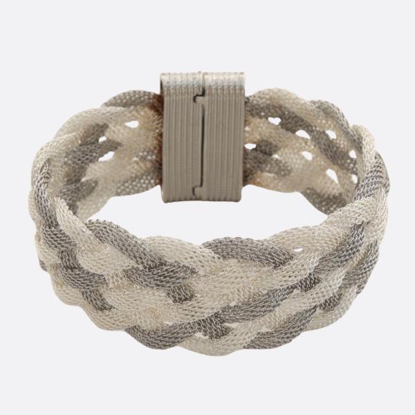 TWO TONE CRISS CROSS MAGNETIC BRACELET