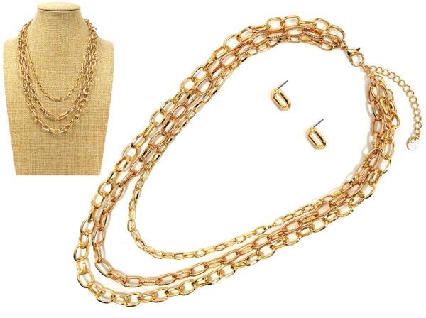 OVAL LINK METAL LAYERED NECKLACE