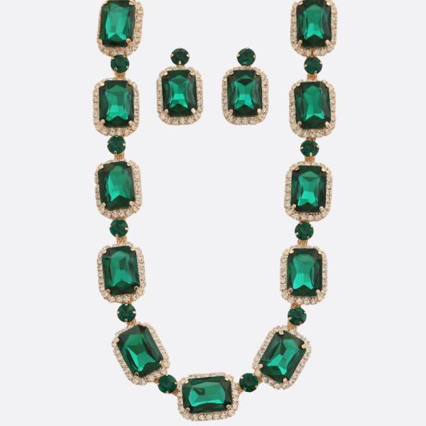 EMERALD SHAPE RHINESTONE NECKLACE