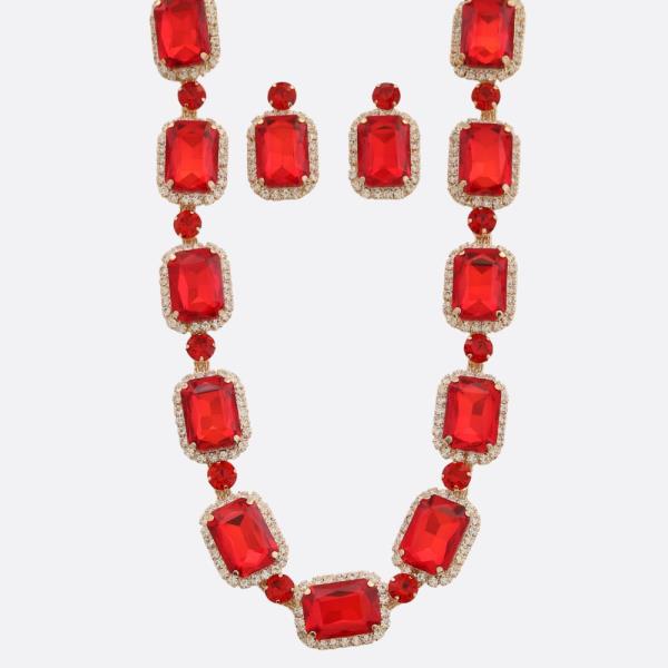 EMERALD SHAPE RHINESTONE NECKLACE