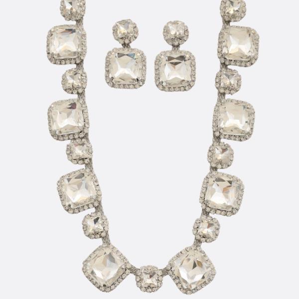 SQUARE SHAPE RHINESTONE NECKLACE