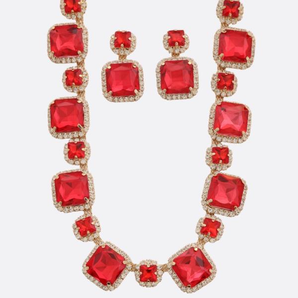 SQUARE SHAPE RHINESTONE NECKLACE