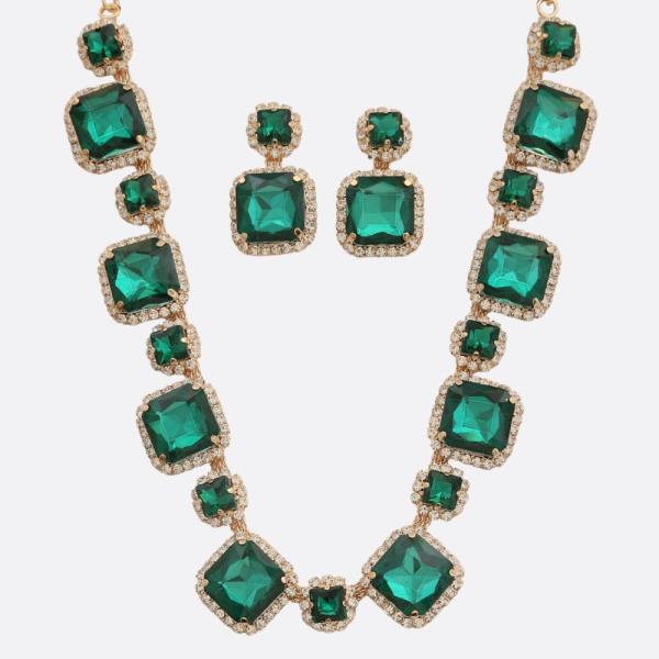 SQUARE SHAPE RHINESTONE NECKLACE
