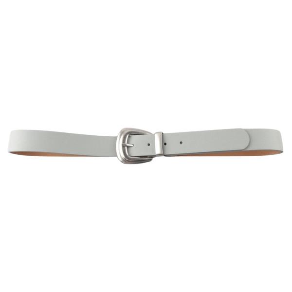 FAUX LEATHER SLIM CURVED BUCKLE BELT
