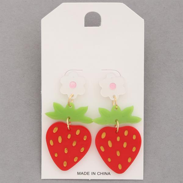 FLOWER STRAWBERRY LINK DANGLE EARRING