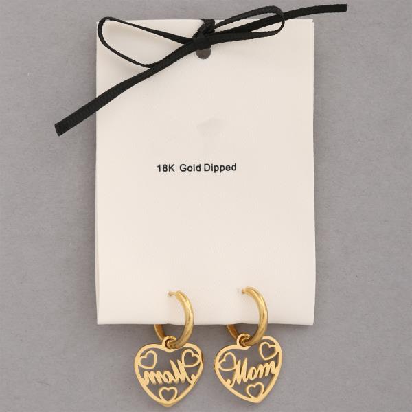 18K GOLD DIPPED MOM HEART HUGGIE EARRING