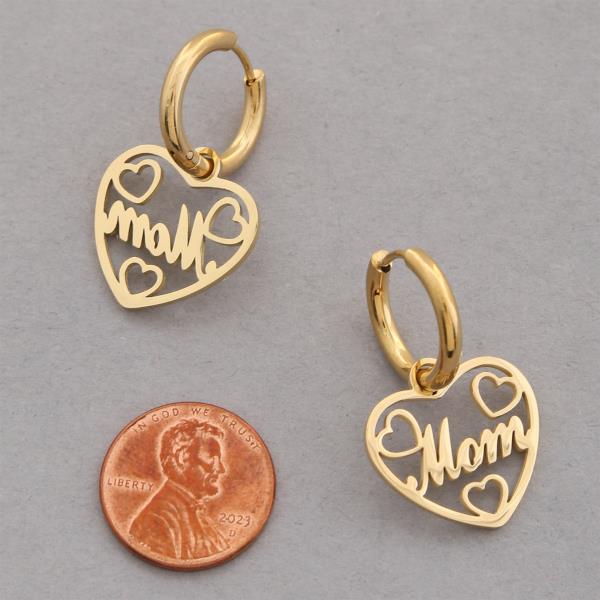 18K GOLD DIPPED MOM HEART HUGGIE EARRING