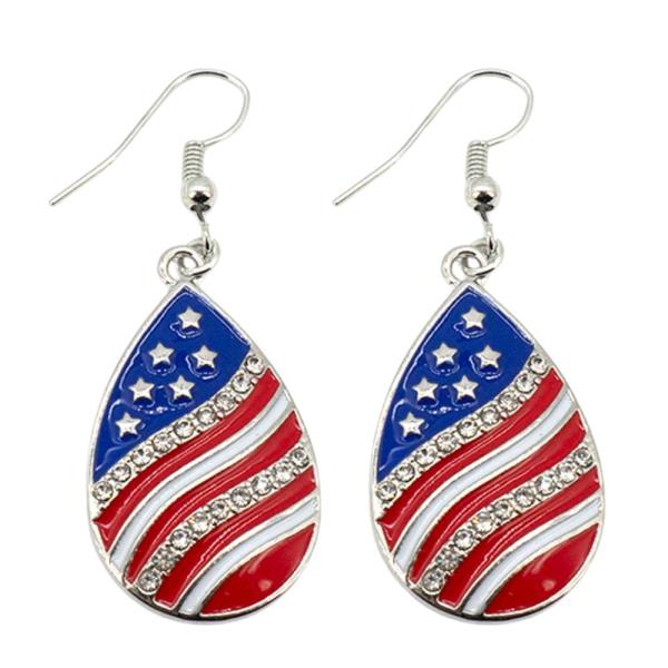 RED WHITE BLUE TEARDROP DANGLE EARRING