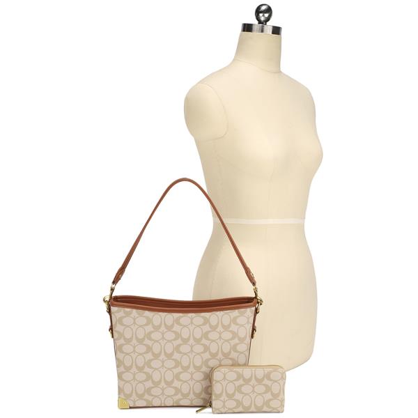 2IN1 OVAL PRINT SHOULDER BAG W WALLET SET