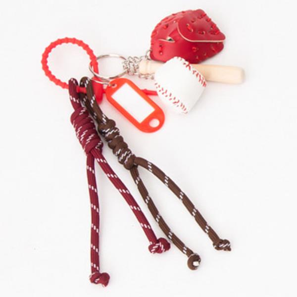 BASEBALL GLOVE AND BALL ROPE BAG CHARM KEYCHAIN