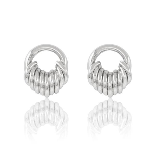 METAL HOOP LINK STUD EARRINGS