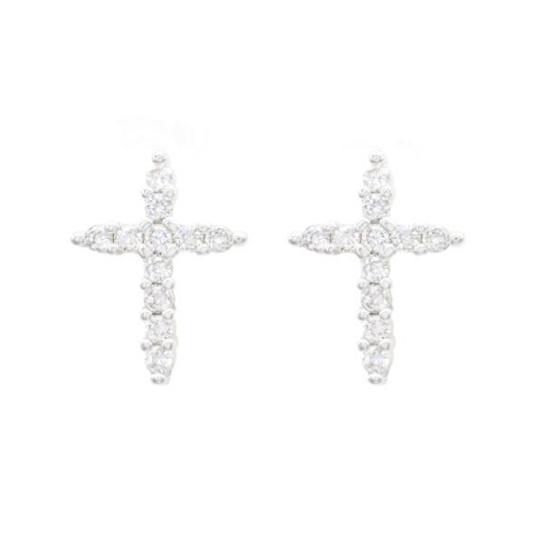 CROSS CZ POST EARRING