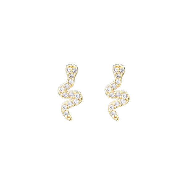 SNAKE CZ POST BRASS EARRING