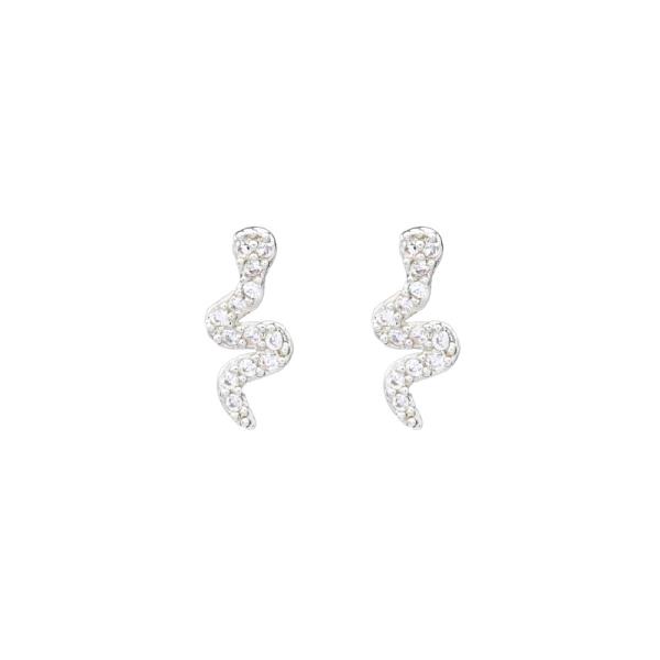 SNAKE CZ POST BRASS EARRING