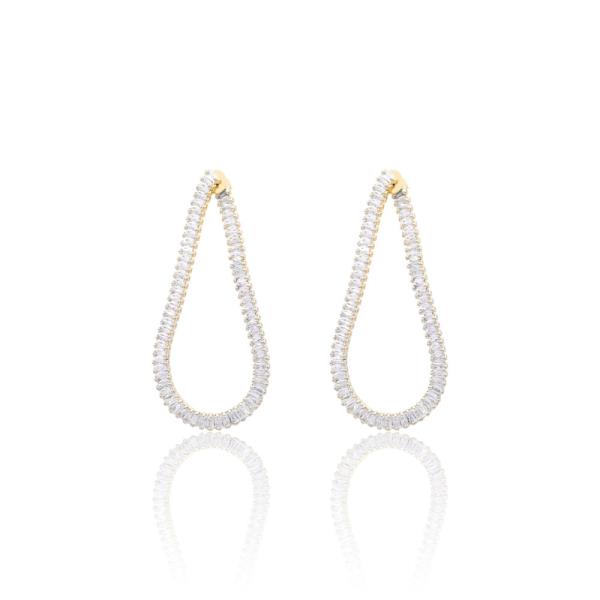 BAGUETTE CZ DROP BRASS EARRING