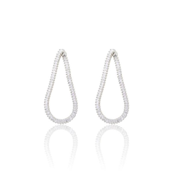 BAGUETTE CZ DROP BRASS EARRING