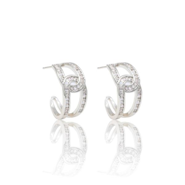 BAGUETTE CZ HOOP BRASS EARRING