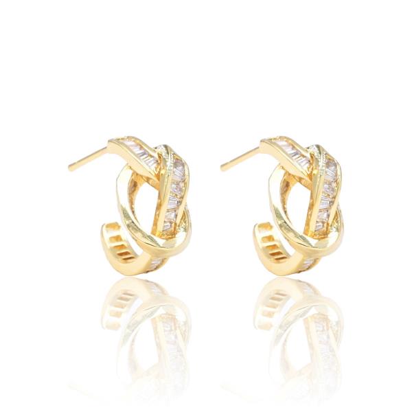 TWIST HOOP CZ BRASS EARRING