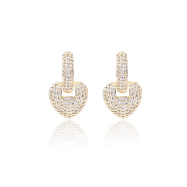 HEART MICRO-PAVE HOOP EARRING