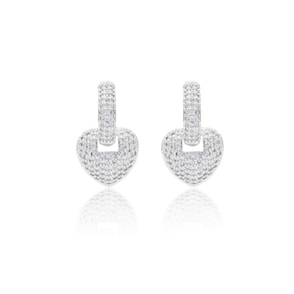 HEART MICRO-PAVE HOOP EARRING