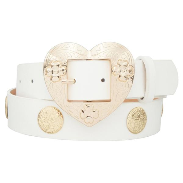 FLORA OPEN LOOP THROUGH HEART CONCHO STRAP BELT