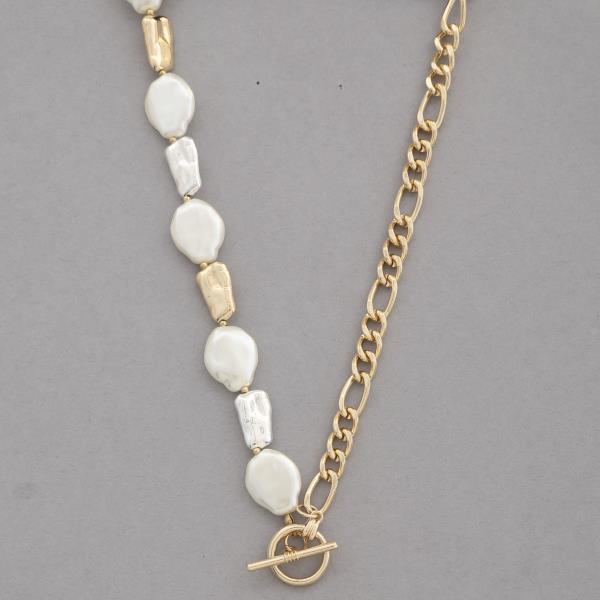 ORGANIC BEAD CHAIN TOGGLE CLASP NECKLACE