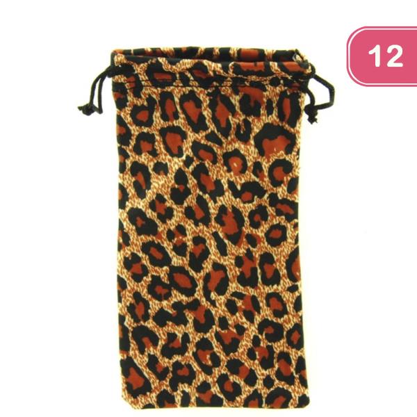 ANIMAL PRINT DRAWSTRING SUNGLASSES POUCH (12 UNITS)