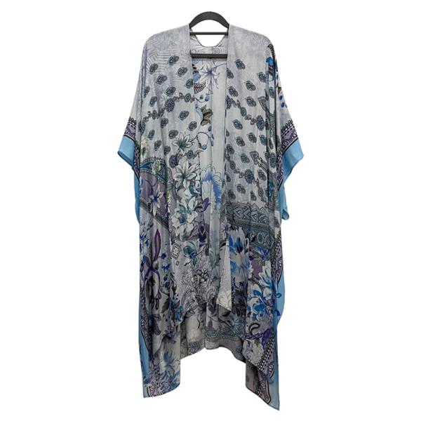 FLORAL PRINT OPEN FRONT KIMONO