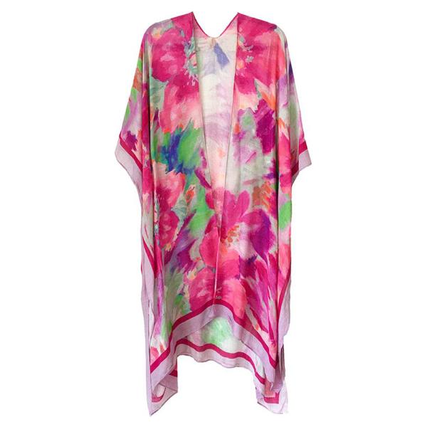 VIBRANT FLOWER PRINT OPEN KIMONO