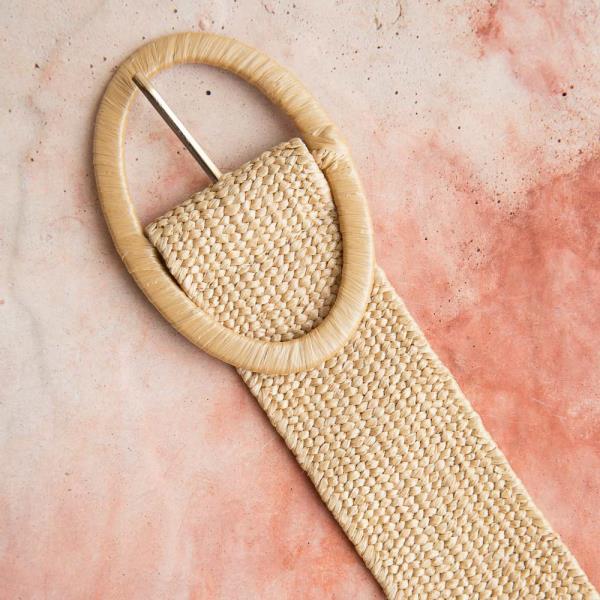 RAFFIA OVAL BUCKLE BELT