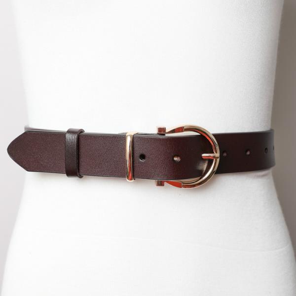 GENUINE LEATHER HORSESHOE GOLD BUCKLE BELT