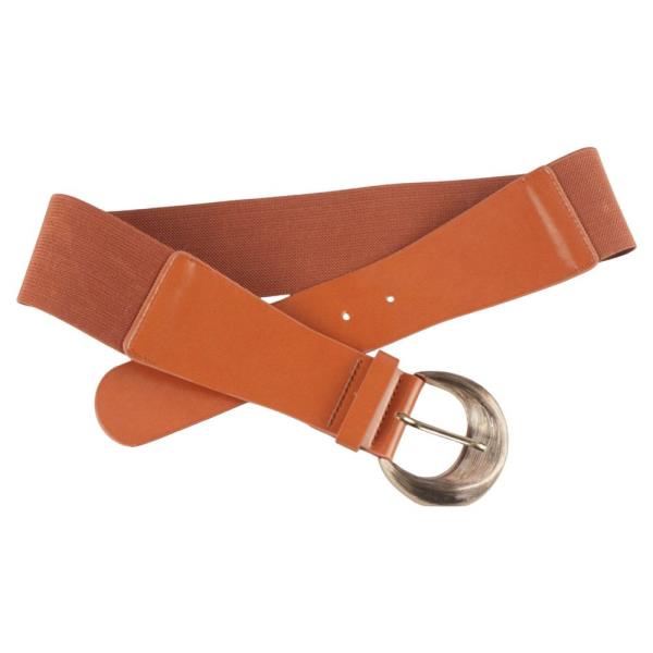 METAL TEXTURED ROUND BUCKLE ELASTIC BELT