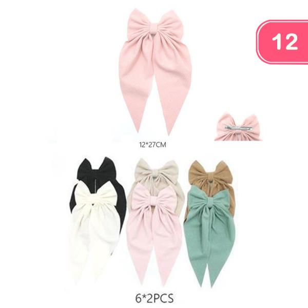 RIBBON HAIR BOW PIN (12 UNITS)