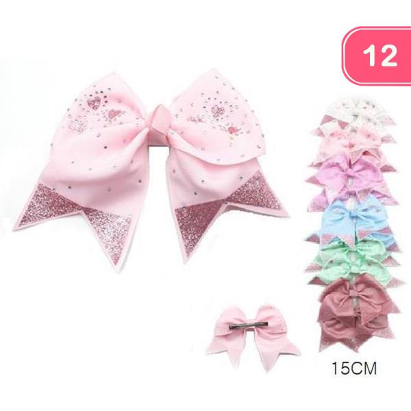 RIBBON HAIR BOW PIN (12 UNITS)