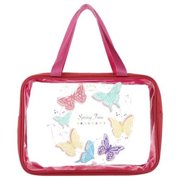 BUTTERFLY PRINT CLEAR SEE THRU COSMETIC POUCH