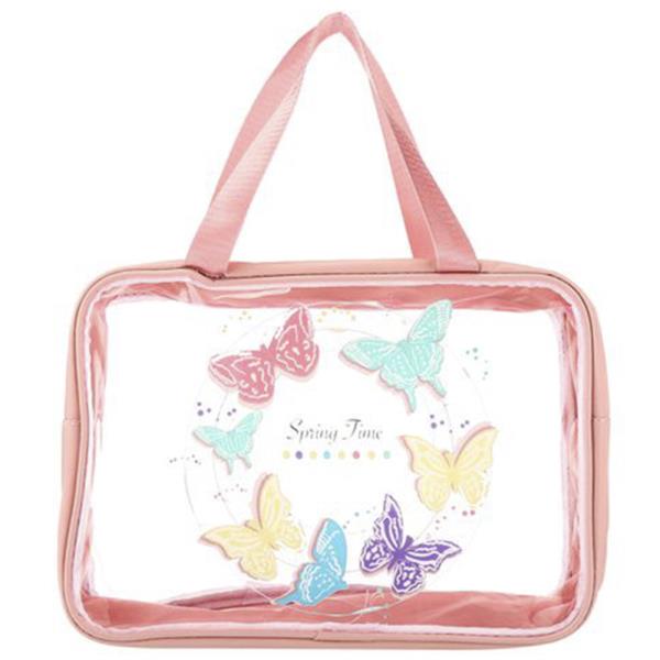 BUTTERFLY PRINT CLEAR SEE THRU COSMETIC POUCH