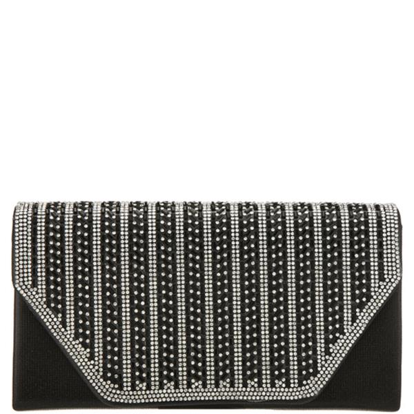 RHINESTONE DESIGN FLAP CLUTCH BAG