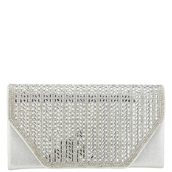 RHINESTONE DESIGN FLAP CLUTCH BAG