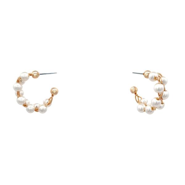 PEARL BEAD OPEN HOOP EARRING