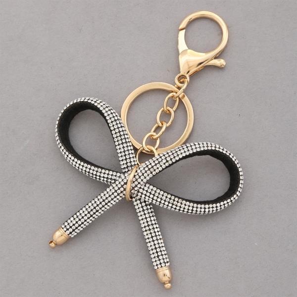 5 LINE CRYSTAL BOW BAG CHARM KEYCHAIN
