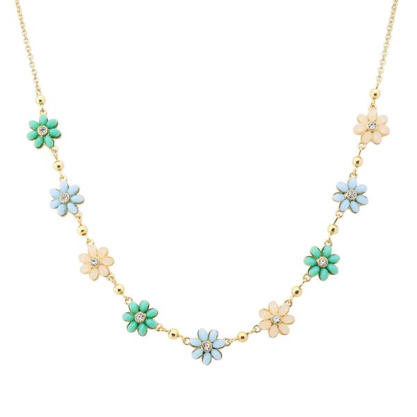 FLOWER BEADED STATION NECKLACE